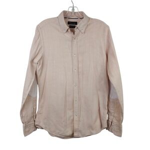 Mens M Neutral Peachy Business Casual Workwear Officecore Button Down Shirt‎ Top